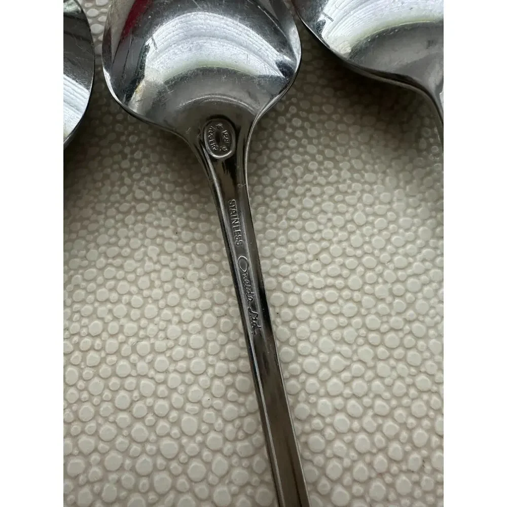 5 Oneida 1881 Rogers Stainless Glossy Wyndham Iced Tea Spoon Distinction 8 13/16